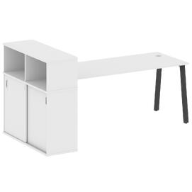 Офисная мебель Metal system Стол письменный с шкафом-купе на А-образном м/к БА.РС-СШК-3.5 Т Белый/Антрацит 2210х1120х1098