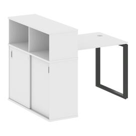 Офисная мебель Metal system Стол письменный с шкафом-купе на О-образном м/к БО.РС-СШК-3.1 Т Белый/Антрацит 1410х1120х1098