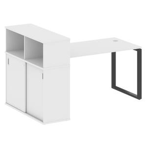 Офисная мебель Metal system Стол письменный с шкафом-купе на О-образном м/к БО.РС-СШК-3.3 Т Белый/Белый 1810х1120х1098
