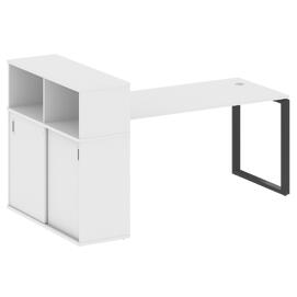 Офисная мебель Metal system Стол письменный с шкафом-купе на О-образном м/к БО.РС-СШК-3.4 Т Белый/Антрацит 2010х1120х1098
