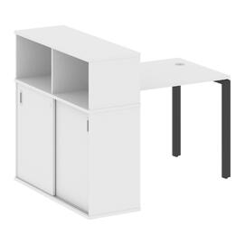 Офисная мебель Metal system Стол письменный с шкафом-купе на П-образном м/к БП.РС-СШК-3.1 Т Белый/Антрацит 1410х1120х1098