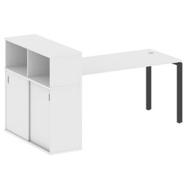 Офисная мебель Metal system Стол письменный с шкафом-купе на П-образном м/к БП.РС-СШК-3.4 Т Белый/Антрацит 2010х1120х1098