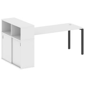 Офисная мебель Metal system Стол письменный с шкафом-купе на П-образном м/к БП.РС-СШК-3.5 Т Белый/Антрацит 2210х1120х1098