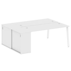 Офисная мебель Metal system Р. ст. с шкафом-купе на А-образном м/к БА.РС-СШК-1.4 Т Белый/Белый 2010х1475х750