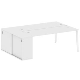 Офисная мебель Metal system Р. ст. с шкафом-купе на А-образном м/к БА.РС-СШК-1.5 Т Белый/Белый 2210х1475х750