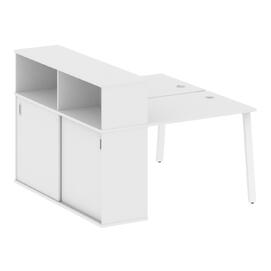 Офисная мебель Metal system Р. ст. с шкафом-купе на А-образном м/к БА.РС-СШК-2.1 Т Белый/Белый 1410х1475х1098