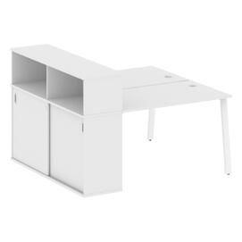 Офисная мебель Metal system Р. ст. с шкафом-купе на А-образном м/к БА.РС-СШК-2.2 Т Белый/Белый 1610х1475х1098