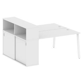 Офисная мебель Metal system Р. ст. с шкафом-купе на А-образном м/к БА.РС-СШК-2.3 Т Белый/Белый 1810х1475х1098