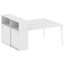 Офисная мебель Metal system Р. ст. с шкафом-купе на А-образном м/к БА.РС-СШК-2.4 Т Белый/Белый 2010х1475х1098