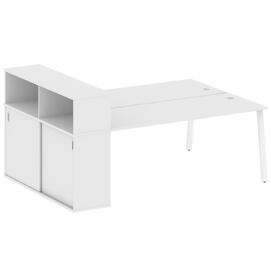 Офисная мебель Metal system Р. ст. с шкафом-купе на А-образном м/к БА.РС-СШК-2.5 Т Белый/Белый 2210х1475х1098