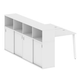 Офисная мебель Metal system Р. ст. с шкафом-купе на А-образном м/к БА.РС-СШК-4.1 Т Белый/Белый 1410х2332х1098