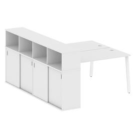 Офисная мебель Metal system Р. ст. с шкафом-купе на А-образном м/к БА.РС-СШК-4.3 Т Белый/Белый 1810х2332х1098