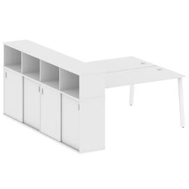 Офисная мебель Metal system Р. ст. с шкафом-купе на А-образном м/к БА.РС-СШК-4.4 Т Белый/Белый 2010х2332х1098