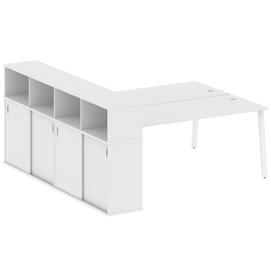 Офисная мебель Metal system Р. ст. с шкафом-купе на А-образном м/к БА.РС-СШК-4.5 Т Белый/Белый 2210х2332х1098