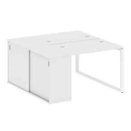 Офисная мебель Metal system Р. ст. с шкафом-купе на О-образном м/к БО.РС-СШК-1.1 Т Белый/Белый 1410х1475х750