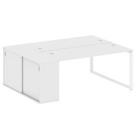 Офисная мебель Metal system Р. ст. с шкафом-купе на О-образном м/к БО.РС-СШК-1.4 Т Белый/Белый 2010х1475х750
