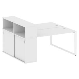 Офисная мебель Metal system Р. ст. с шкафом-купе на О-образном м/к БО.РС-СШК-2.3 Т Белый/Белый 1810х1475х1098