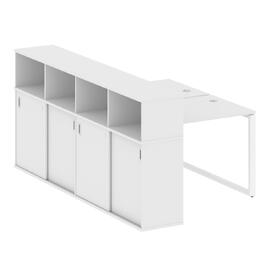 Офисная мебель Metal system Р. ст. с шкафом-купе на О-образном м/к БО.РС-СШК-4.1 Т Белый/Белый 1410х2332х1098