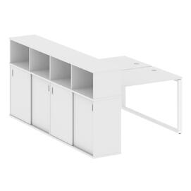 Офисная мебель Metal system Р. ст. с шкафом-купе на О-образном м/к БО.РС-СШК-4.2 Т Белый/Белый 1610х2332х1098