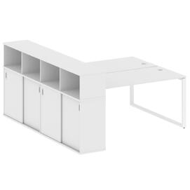 Офисная мебель Metal system Р. ст. с шкафом-купе на О-образном м/к БО.РС-СШК-4.4 Т Белый/Белый 2010х2332х1098
