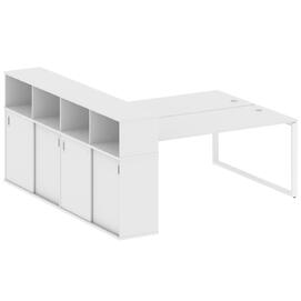 Офисная мебель Metal system Р. ст. с шкафом-купе на О-образном м/к БО.РС-СШК-4.5 Т Белый/Белый 2210х2332х1098