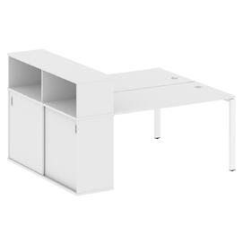 Офисная мебель Metal system Р. ст. с шкафом-купе на П-образном м/к БП.РС-СШК-2.3 Т Белый/Белый 1810х1475х1098