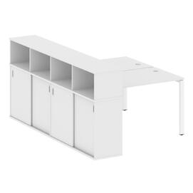 Офисная мебель Metal system Р. ст. с шкафом-купе на П-образном м/к БП.РС-СШК-4.2 Т Белый/Белый 1610х2332х1098