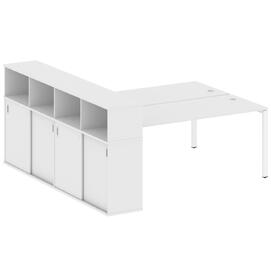 Офисная мебель Metal system Р. ст. с шкафом-купе на П-образном м/к БП.РС-СШК-4.5 Т Белый/Белый 2210х2332х1098