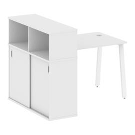 Офисная мебель Metal system Стол письменный с шкафом-купе на А-образном м/к БА.РС-СШК-3.1 Т Белый/Белый 1410х1120х1098