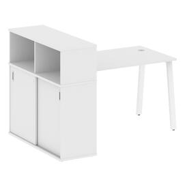 Офисная мебель Metal system Стол письменный с шкафом-купе на А-образном м/к БА.РС-СШК-3.2 Т Белый/Белый 1610х1120х1098