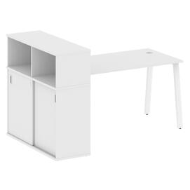 Офисная мебель Metal system Стол письменный с шкафом-купе на А-образном м/к БА.РС-СШК-3.3 Т Белый/Белый 1810х1120х1098