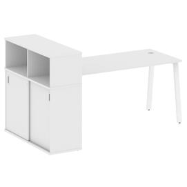 Офисная мебель Metal system Стол письменный с шкафом-купе на А-образном м/к БА.РС-СШК-3.4 Т Белый/Белый 2010х1120х1098