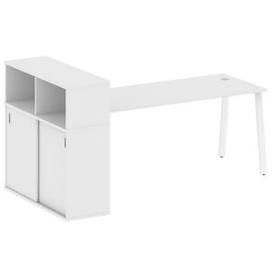 Офисная мебель Metal system Стол письменный с шкафом-купе на А-образном м/к БА.РС-СШК-3.5 Т Дуб наварра/Белый 2210х1120х1098