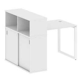 Офисная мебель Metal system Стол письменный с шкафом-купе на О-образном м/к БО.РС-СШК-3.1 Т Белый/Белый 1410х1120х1098