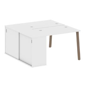 Офисная мебель Metal system Р. ст. с шкафом-купе на А-образном м/к БА.РС-СШК-1.1 Т Белый/Мокко 1410х1475х750