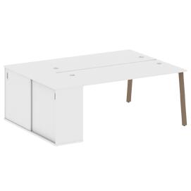 Офисная мебель Metal system Р. ст. с шкафом-купе на А-образном м/к БА.РС-СШК-1.4 Т Белый/Мокко 2010х1475х750