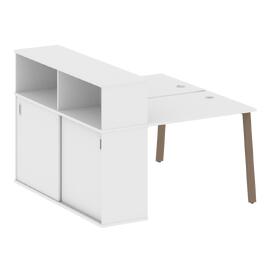 Офисная мебель Metal system Р. ст. с шкафом-купе на А-образном м/к БА.РС-СШК-2.1 Т Белый/Мокко 1410х1475х1098