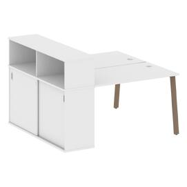 Офисная мебель Metal system Р. ст. с шкафом-купе на А-образном м/к БА.РС-СШК-2.2 Т Белый/Мокко 1610х1475х1098