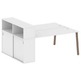 Офисная мебель Metal system Р. ст. с шкафом-купе на А-образном м/к БА.РС-СШК-2.4 Т Белый/Мокко 2010х1475х1098