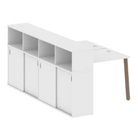 Офисная мебель Metal system Р. ст. с шкафом-купе на А-образном м/к БА.РС-СШК-4.1 Т Белый/Мокко 1410х2332х1098