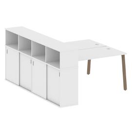 Офисная мебель Metal system Р. ст. с шкафом-купе на А-образном м/к БА.РС-СШК-4.3 Т Белый/Мокко 1810х2332х1098