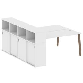 Офисная мебель Metal system Р. ст. с шкафом-купе на А-образном м/к БА.РС-СШК-4.4 Т Белый/Мокко 2010х2332х1098
