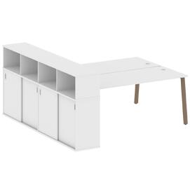 Офисная мебель Metal system Р. ст. с шкафом-купе на А-образном м/к БА.РС-СШК-4.5 Т Белый/Мокко 2210х2332х1098