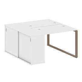 Офисная мебель Metal system Р. ст. с шкафом-купе на О-образном м/к БО.РС-СШК-1.1 Т Белый/Мокко 1410х1475х750