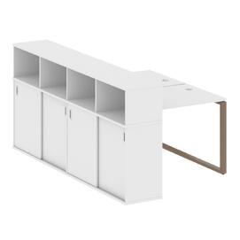 Офисная мебель Metal system Р. ст. с шкафом-купе на О-образном м/к БО.РС-СШК-4.1 Т Белый/Мокко 1410х2332х1098