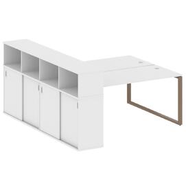 Офисная мебель Metal system Р. ст. с шкафом-купе на О-образном м/к БО.РС-СШК-4.4 Т Белый/Мокко 2010х2332х1098