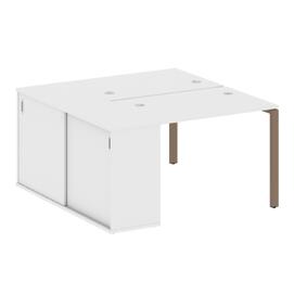 Офисная мебель Metal system Р. ст. с шкафом-купе на П-образном м/к БП.РС-СШК-1.1 Т Белый/Мокко 1410х1475х750