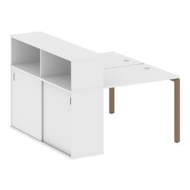 Офисная мебель Metal system Р. ст. с шкафом-купе на П-образном м/к БП.РС-СШК-2.1 Т Белый/Мокко 1410х1475х1098