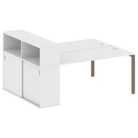 Офисная мебель Metal system Р. ст. с шкафом-купе на П-образном м/к БП.РС-СШК-2.4 Т Белый/Мокко 2010х1475х1098