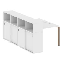 Офисная мебель Metal system Р. ст. с шкафом-купе на П-образном м/к БП.РС-СШК-4.1 Т Белый/Мокко 1410х2332х1098